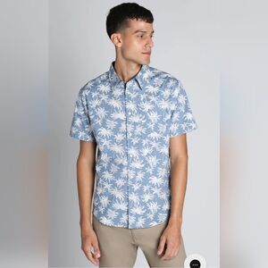NWT- Jachs New York Men's Blue Palm Tree Print Shirt